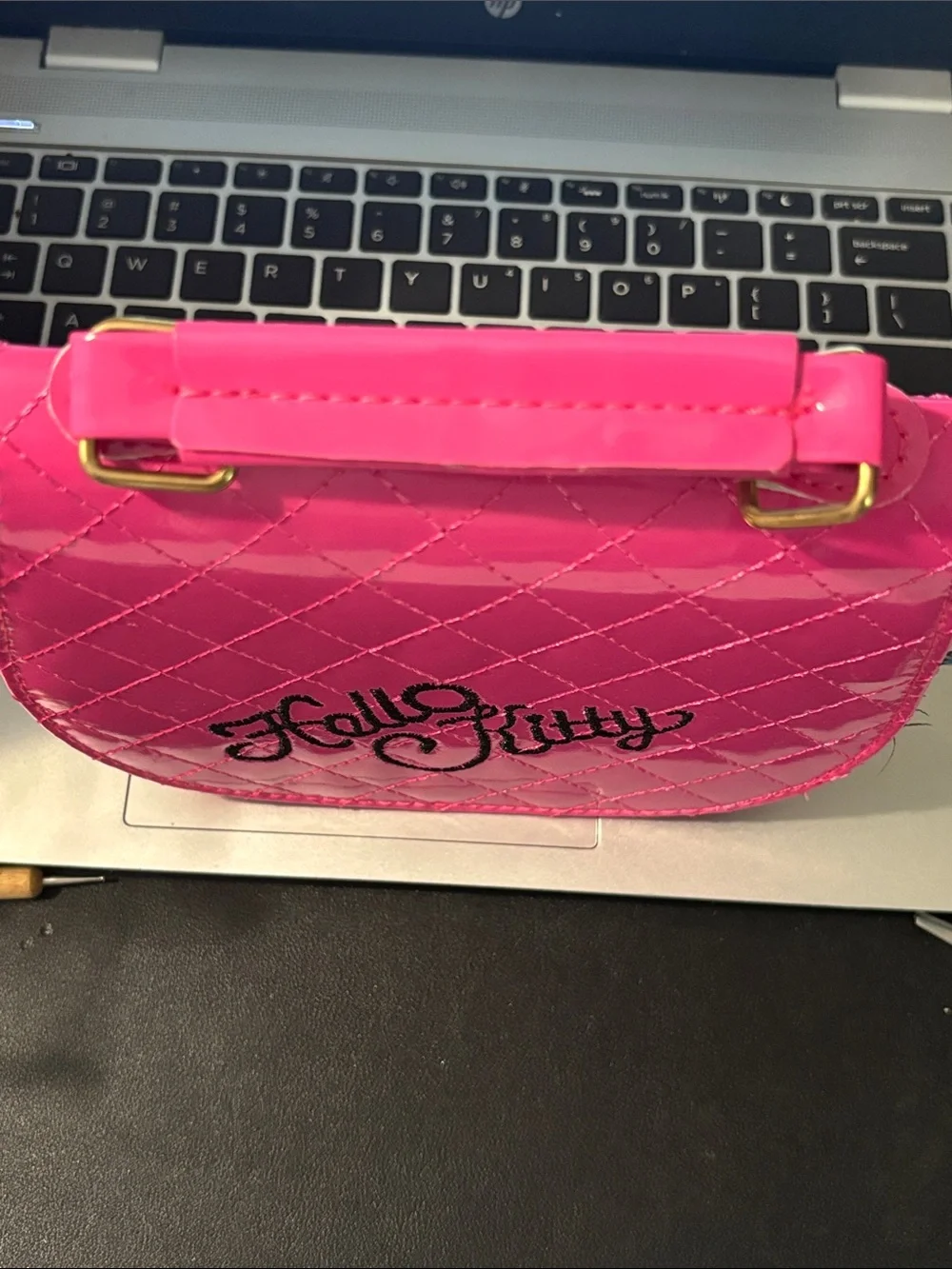 Hello Kitty Pink Quilted Crossbody Bag with Black Bow
